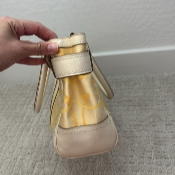 Coach Y2K butter yellow Signature Double Handle Handbag satchel horsebit - Picture 8 of 14